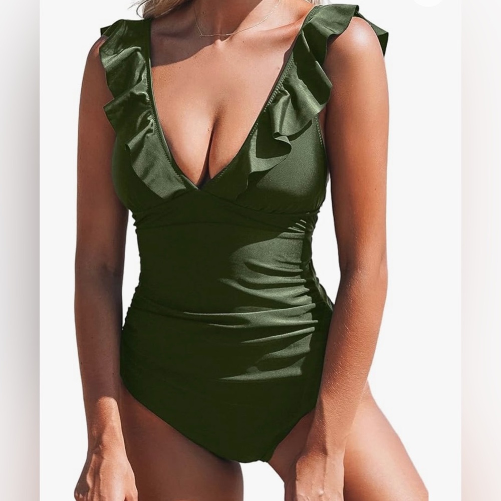 Cupshe Ruffle Bust Tummy Control One Piece Swimsuit